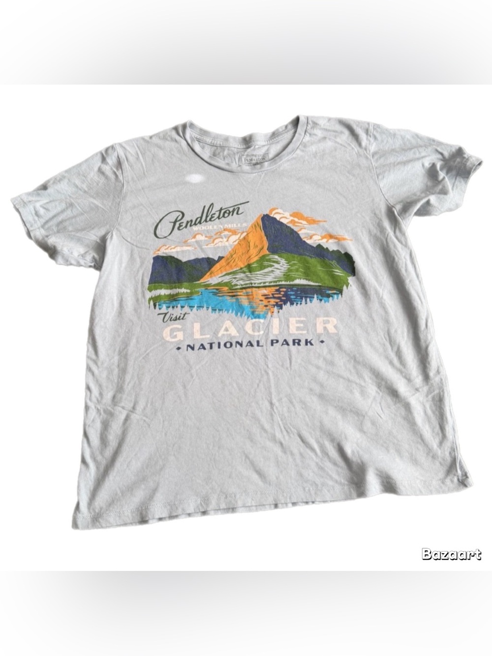 Pendleton Glacier National Park Graphic Tee - Blue and Orange Size Large